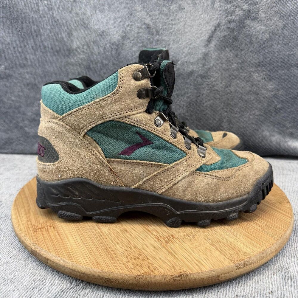 Brooks Boots Womens Size 8.5 Brown Suede Canvas Hiking Ankle Trail 29141